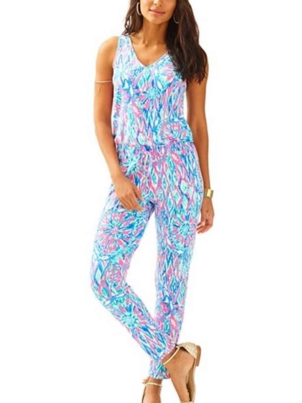 Lilly Pulitzer Paulina Jumpsuit Tiki Pink Shake It Up Print Excellent Size XS - Picture 4 of 7